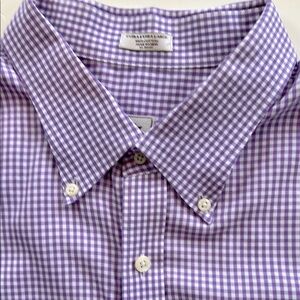 Peter Millar Nanolux Easy Care Lavender  and White Gingham Shirt Size XXL